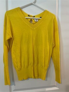 CAbi Canary Yellow V-Neck Sweater